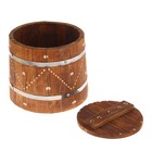 Кадка из липы, 10л, нержавеющий обруч, с гнетом, крашеная резная, "Добропаровъ" - Фото 1