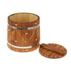 Кадка из липы, 10л, нержавеющий обруч, с гнетом, крашеная резная, "Добропаровъ" - Фото 2