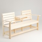 Скамейка, 160×60×90см, из липы, с выдвижным столиком, "Добропаровъ" - фото 2044985