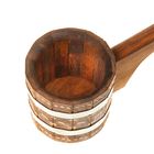 Ковш-черпак из липы, 0,5л, нерж. обруч, с горизонтальной ручкой, резной, "Добропаровъ" - Фото 2