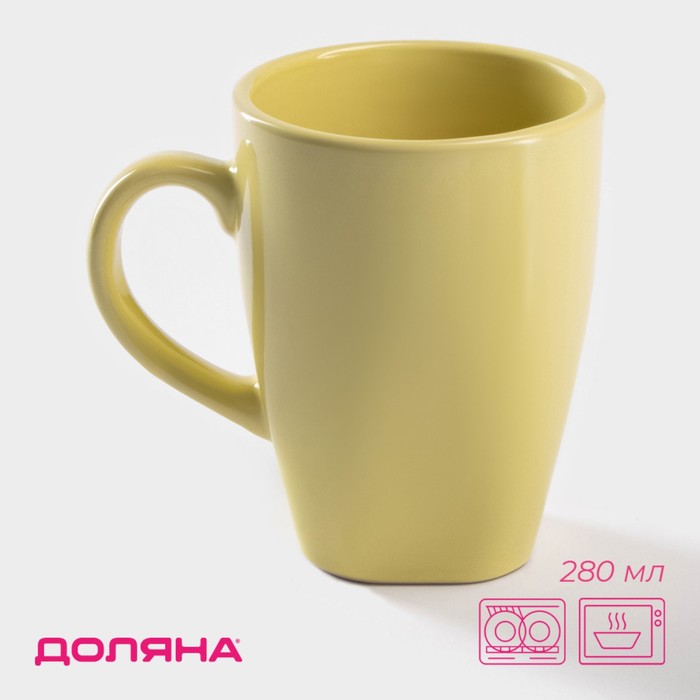 Кружка Доляна «Пастель», 280 мл, керамика, жёлтая - Фото 1