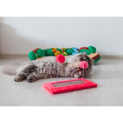 Игрушка для кошек, 27×15.5×25 см, 3 дразнилки и когтеточка, цвет МИКС