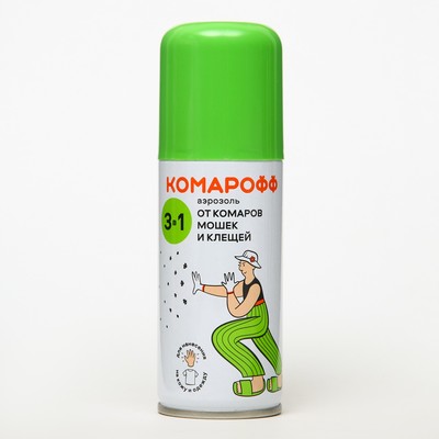 Аэрозоль Репеллент «Комарофф», от комаров, клещей и мошек, 3 в 1, 100 мл