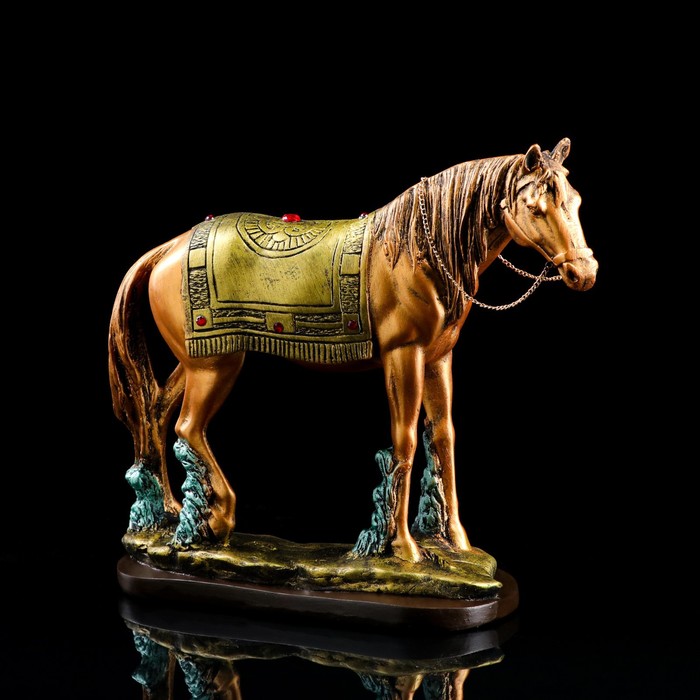 Статуэтка "Конь", бронзовый цвет, гипс, 31х11х27см, микс - Фото 1