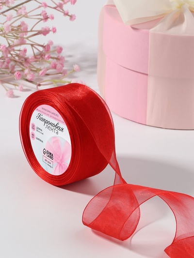 Лента капроновая, 40 мм, 20±1 м, красная, №26