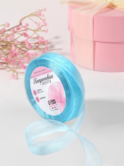 Лента капроновая, 20 мм, 20±1 м, тёмно-голубая