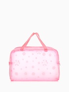 Косметичка - сумочка на молнии для бассейна, с ручками, с рисунком, розовая - Фото 3