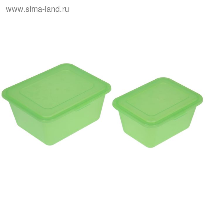 Набор контейнеров пищевых Deco, 2 шт: 650 мл; 1,2 л, цвет зеленый - Фото 1