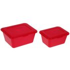 Набор контейнеров пищевых Deco, 2 шт: 650 мл; 1,2 л, цвет красный - Фото 1