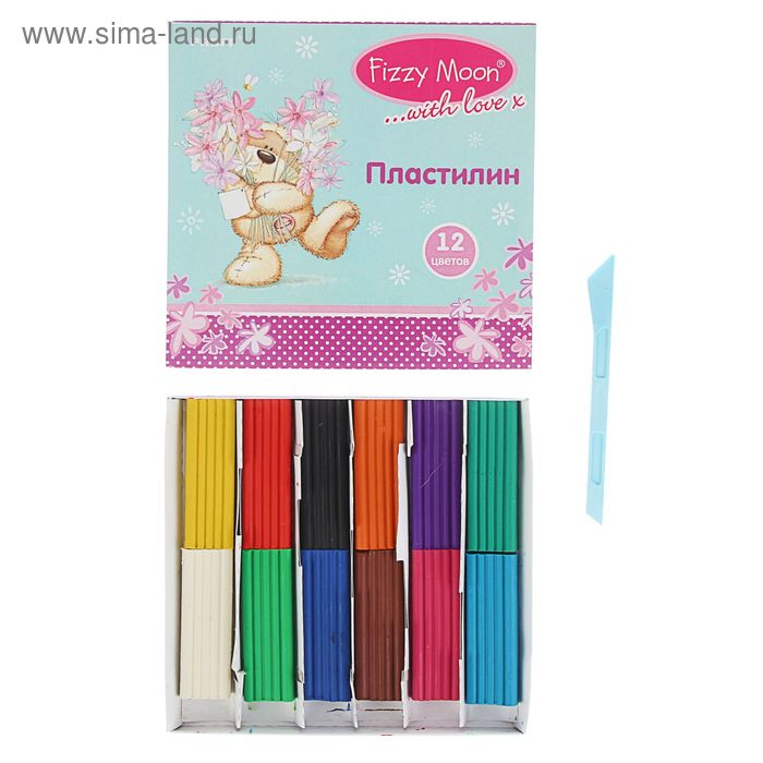 яПластилин 12цв Fizzy Moon 240г в карт/упаковке FM16-1P12 - Фото 1
