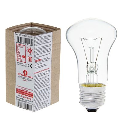 Лампа накаливания «Лисма», Б, Е27, 60 Вт, 230 В