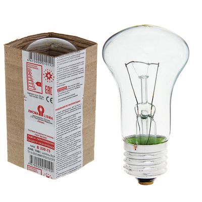 Лампа накаливания «Лисма», Б, Е27, 75 Вт, 230 В