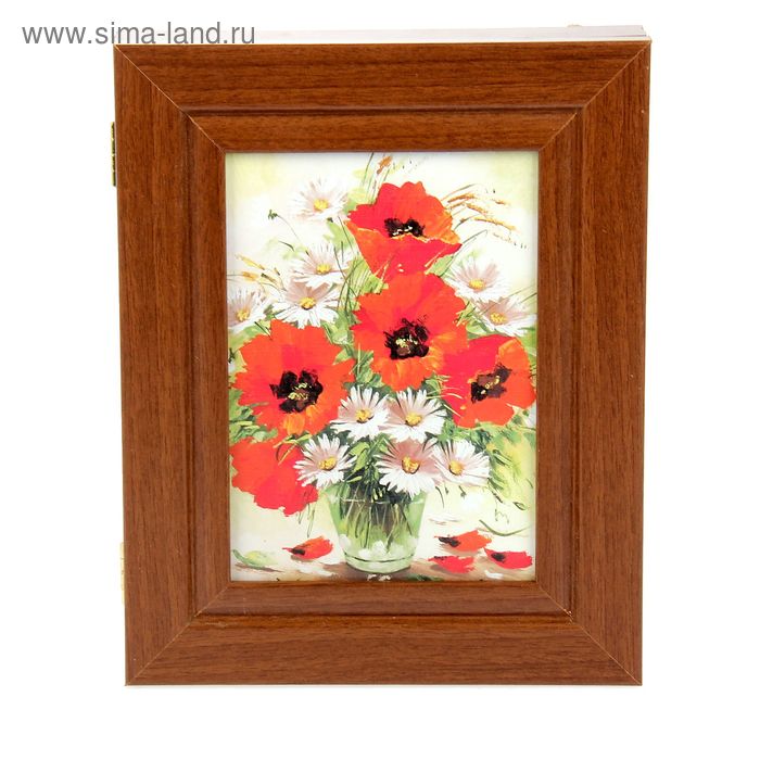 Ключница № 35-1045 орех "Poppies and daisies in vase" 20х25х5 см - Фото 1