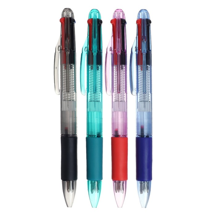 Ручка шариковая, автоматическая, 4-х цветная, МИКС - Фото 1