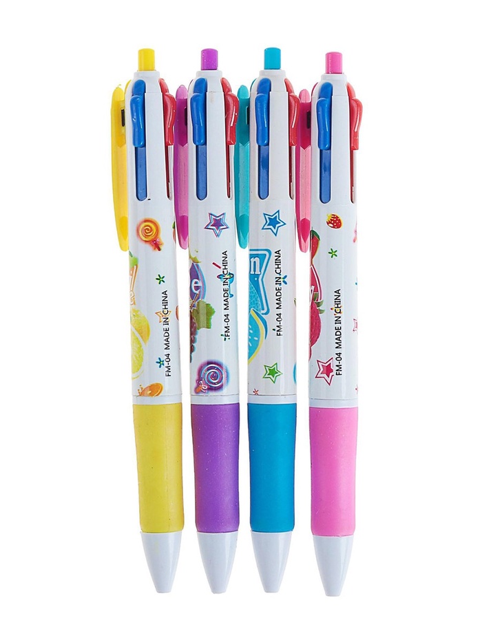 Ручка шариковая многоцветная Calligrata, автоматическая, 4 цвета, с рисунком, МИКС - Фото 1