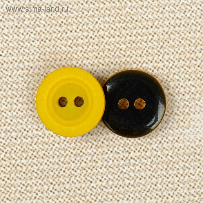 Пуговица, 2 прокола, 20,5мм, цвет горчичный - Фото 1