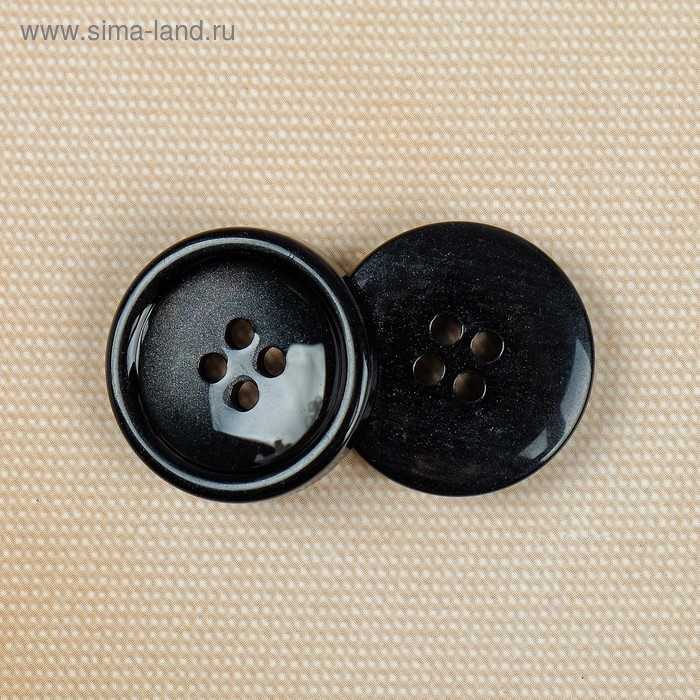 Пуговица, 4 прокола, 23мм, цвет чёрный - Фото 1