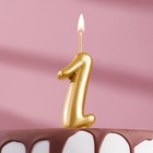 Свеча для торта цифра "Золотая", 5,5 см, цифра "1" - фото 317908893