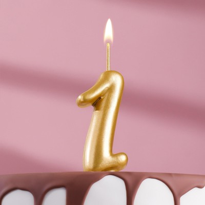 Свеча для торта цифра "Золотая", 5,5 см, цифра "1"
