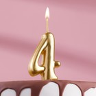 Свеча для торта цифра "Золотая", 5,5 см, цифра "4" - фото 3614267