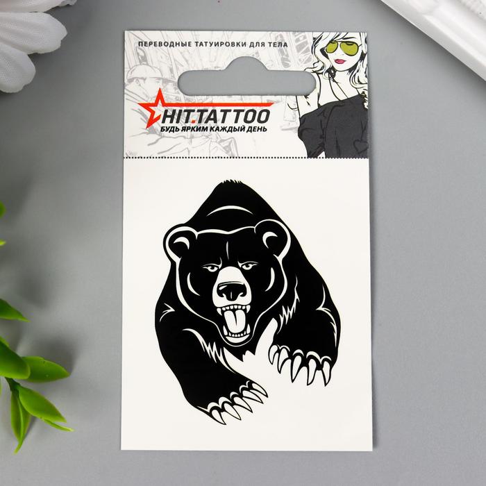 Татуировка на тело "Черный медведь" 5,3х6,3см - Фото 1