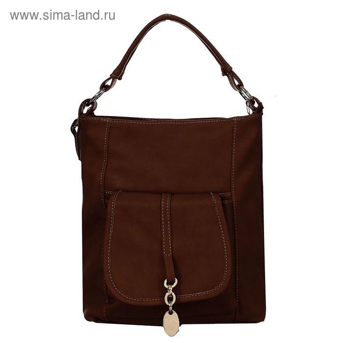 Сумка-рюкзак на молнии, 1 отдел, 1 наружный карман, коричневая - Фото 1