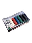 Набор для покера Poker Chips: 2 колоды карт по 54 шт., 300 фишек, сукно, металлический бокс, УЦЕНКА (мятая упаковка) - Фото 6