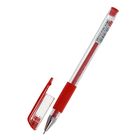 Ручка гелевая резиновый упор Deli, 0.5 мм, красная, корпус прозрачный - Фото 1