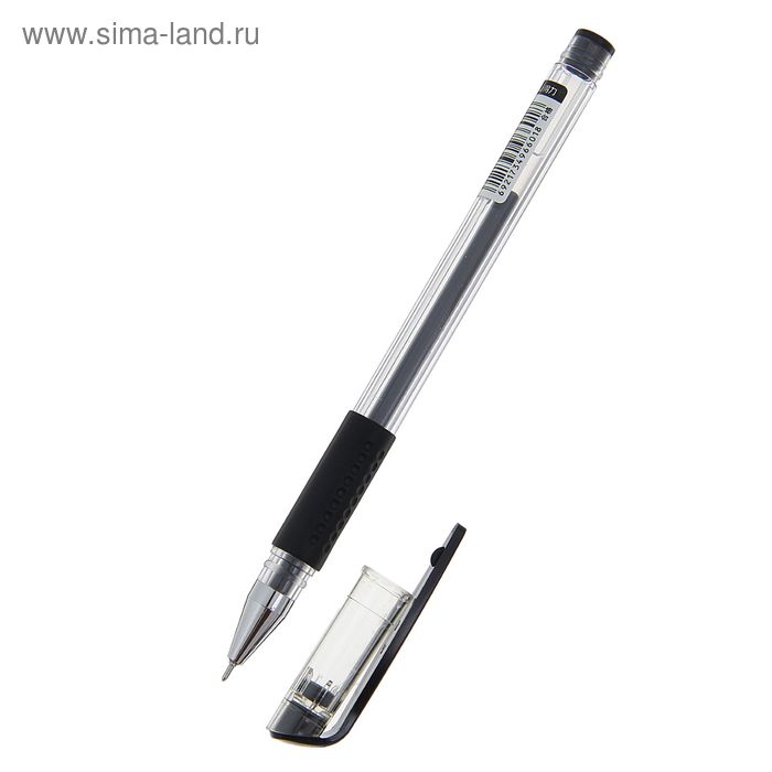 Ручка гелевая Deli, 0.5 мм, чёрная, корпус прозрачный с резиновым держателем - Фото 1