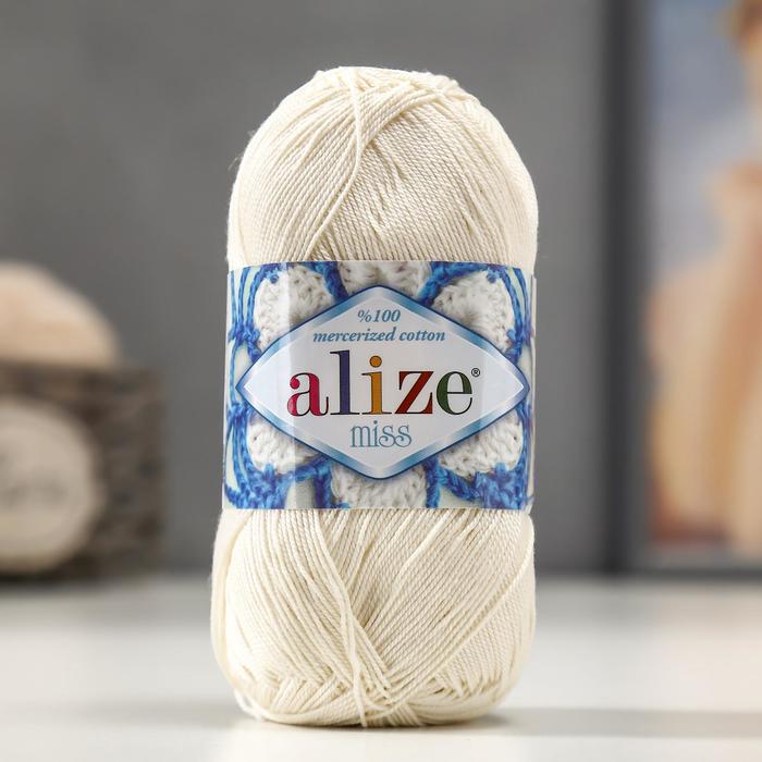 Пряжа "Miss" 100% мерсеризованный хлопок 280м/50гр (62 молочный) - Фото 1