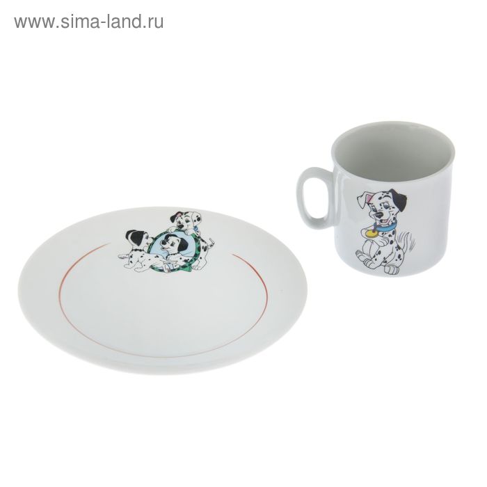 Набор посуды «Далматинцы», 2 предмета: чашка 200 мл, тарелка 170 мл УЦЕНКА - Фото 1