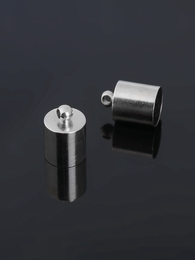Концевик-шапочка, СМ-165, (набор 5 шт.), 1.2×0.8 см, d(вн.)=0.7 см, цвет серебро