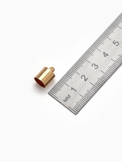 Концевик-шапочка, СМ-165,(набор 5 шт.), 1.2×0.8 см, d (внутренний)=0.7 см, цвет золото