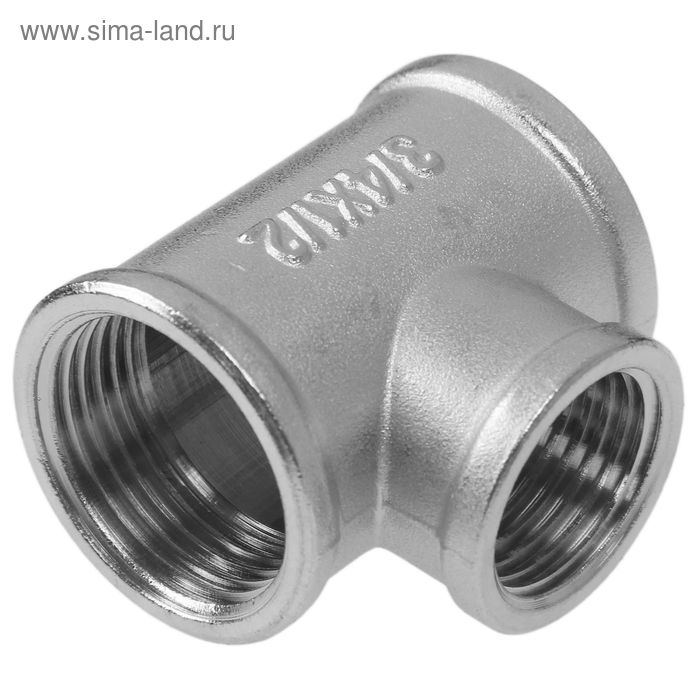 Тройник редукционный Aquafit, 3/4"х1/2"х3/4", внутренняя резьба, никелированная латунь - Фото 1