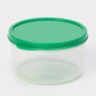 Контейнер круглый Доляна, пищевой, 300 мл, прозрачный, крышка зеленая - Фото 1
