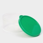 Контейнер круглый Доляна, пищевой, 300 мл, прозрачный, крышка зеленая - Фото 2