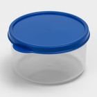 Контейнер круглый Доляна, пищевой, 300 мл, прозрачный, крышка синяя - Фото 1