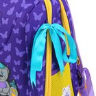 Рюкзак каркасный De Lune 37*29*20, мешок, эргономичная спинка, для девочки, "Мишка", фиолетовый - Фото 3