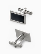 Набор мужской медный «Запонки + Зажим для галстука» прямоугольник с эмалью, чёрно-серебристый - Фото 2