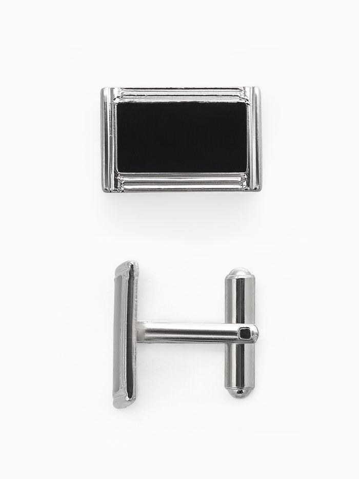 

Набор мужской медный «Запонки + Зажим для галстука» прямоугольник с эмалью, цвет чёрно-серебристый