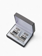 Набор мужской медный «Запонки + Зажим для галстука» прямоугольник с эмалью, чёрно-серебристый - Фото 10