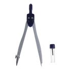 Циркуль металлический Calligrata, 120 мм, с запасными грифелями, в пластиковом пенале - Фото 3