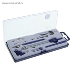 Готовальня Calligrata, 8 предметов (2 циркуля: 150 мм, 105 мм, 2 удлинителя, грифель, 2 рейсфедера, центрик, держатель для карандаша), в пластиковом пенал... - Фото 2