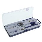 Готовальня Calligrata, 7 предметов (2 циркуля: 120 мм, 95 мм, 2 рейсфедера, 2 удлинителя, грифель, центрик), в пластиковом пенале - Фото 4