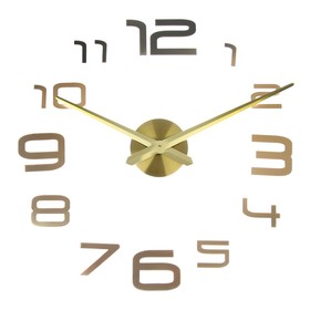 Часы-наклейка, серия: DIY, 'Акстелл', плавный ход, d-120 см, 1 АА, золотистые