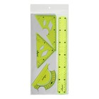 Набор геометрический Calligrata, силиконовый, гибкий, 4 предмета (линейка 30 см, 2 угольника, транспортир), МИКС - Фото 3