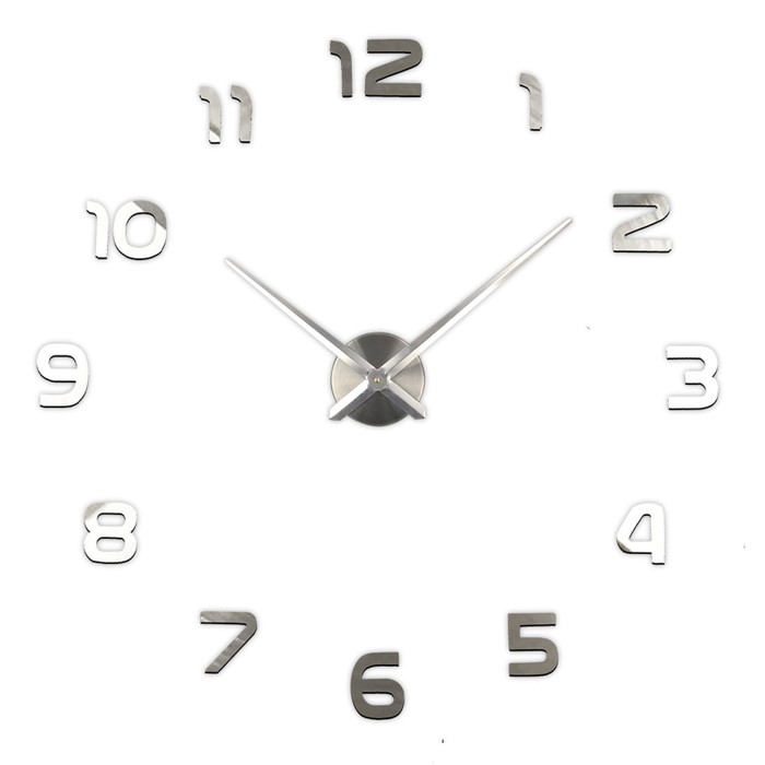 Часы-наклейка, серия: DIY, "Акстелл", плавный ход, d-70 см, 1 АА, серебро