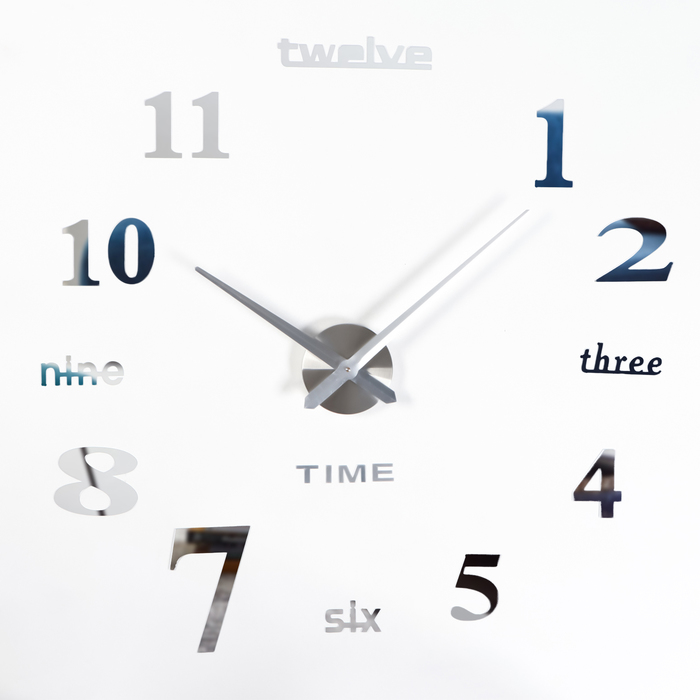 Часы-наклейка, серия: DIY, "Клермонт", плавный ход, d-120 см, 1 АА, серебро - Фото 1