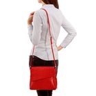 Сумка женская на молнии, 1 отдел с перегородкой, 1 наружный карман, длинный ремень, красная - Фото 2