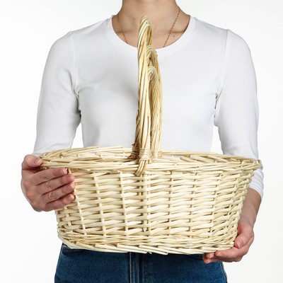 Корзина плетёная для хранения, ива, овальная, цвет натуральный, набор 3 шт.